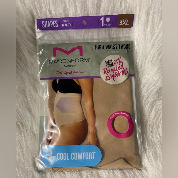 Maidenform Flexees Shapewear Womens Size 3XL Beige Seamless High‎ Waist Thong - Picture 1 of 6